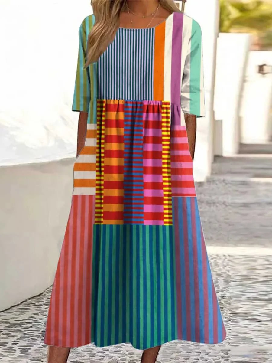 Robe Vintage à Motifs Géométriques pour Femmes - Marie Montel