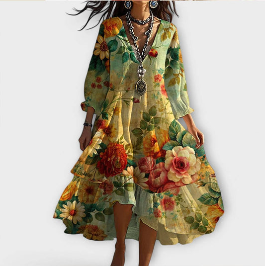 Robe Vintage Boho à Imprimé Floral pour Femmes - Marie Montel