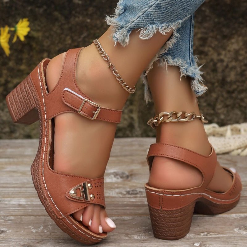 Sandales Chic à Talons Épais pour Femmes - Marie Montel