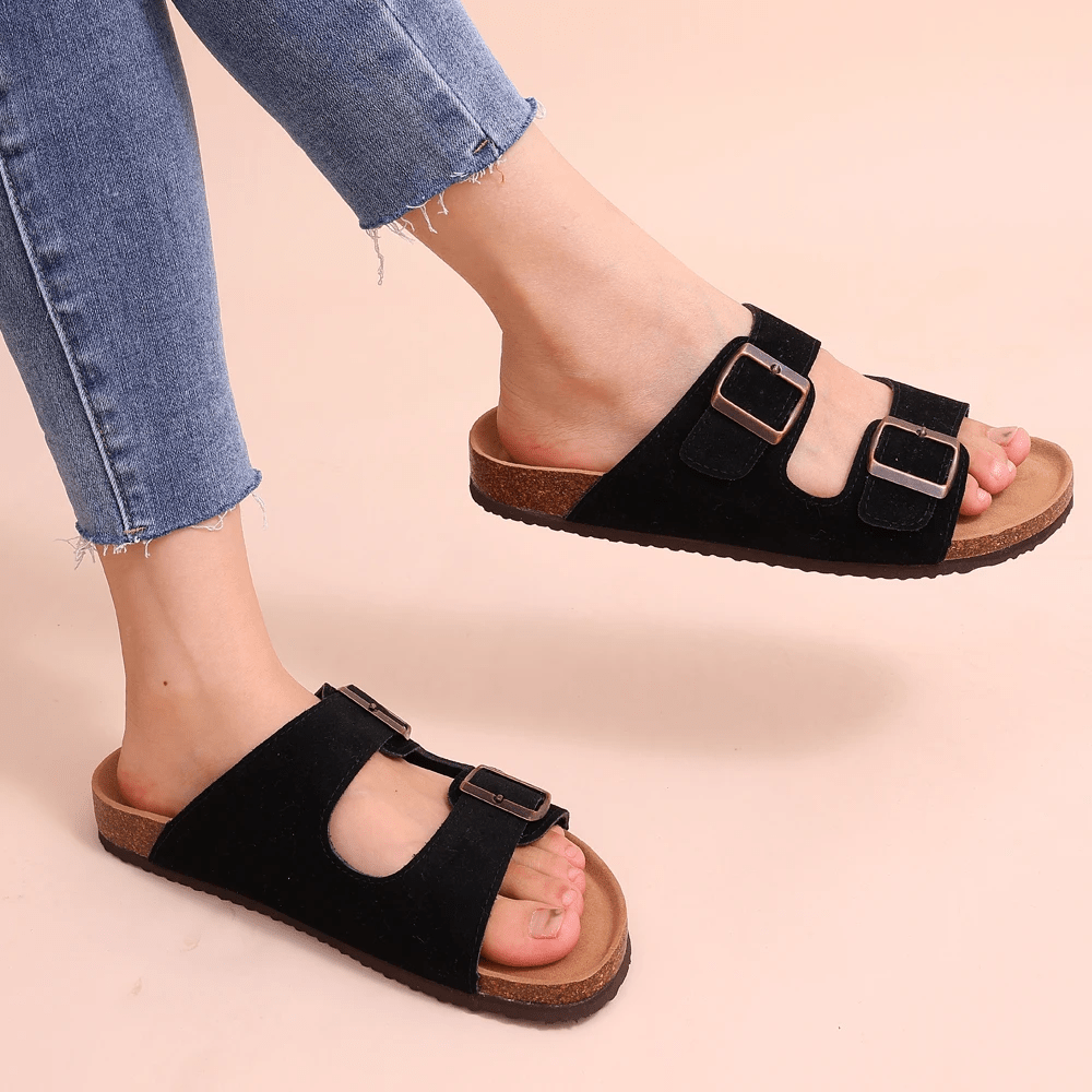 Sandales Confortables en Cuir Suédé pour Femmes - Marie Montel