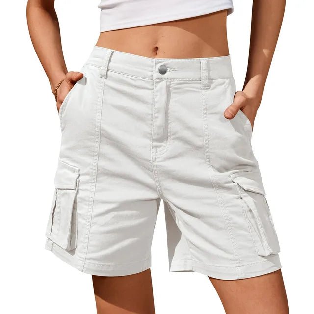 Shorts Cargo Vintage pour Femmes avec Taille Élastique et 6 Poches - Marie Montel
