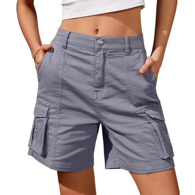 Shorts Cargo Vintage pour Femmes avec Taille Élastique et 6 Poches - Marie Montel