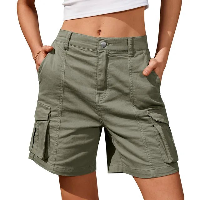 Shorts Cargo Vintage pour Femmes avec Taille Élastique et 6 Poches - Marie Montel