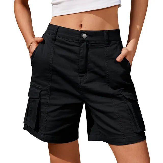 Shorts Cargo Vintage pour Femmes avec Taille Élastique et 6 Poches - Marie Montel