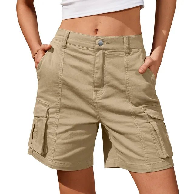Shorts Cargo Vintage pour Femmes avec Taille Élastique et 6 Poches - Marie Montel