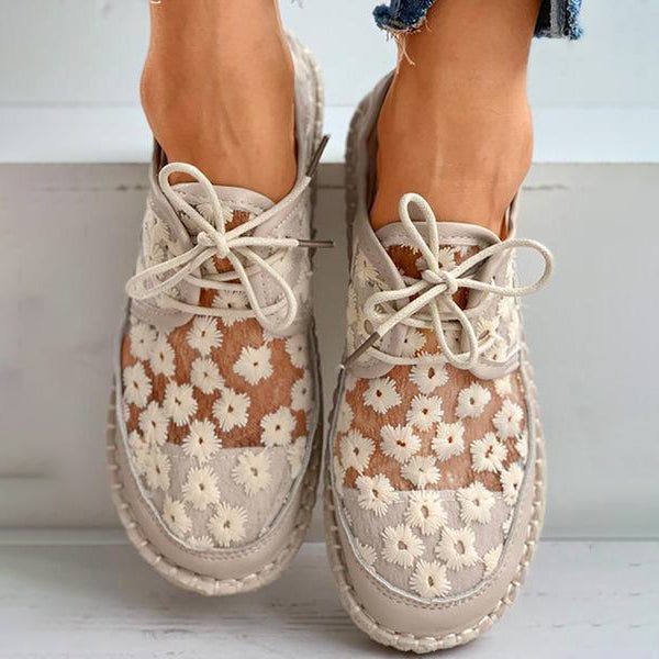 Chaussure Casual Légère avec Dentelle et Fleurs pour Femmes