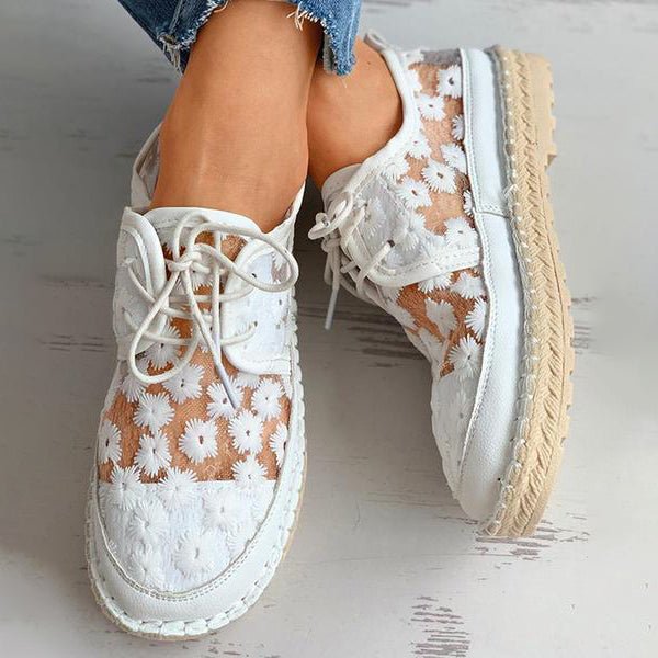 Chaussure Casual Légère avec Dentelle et Fleurs pour Femmes