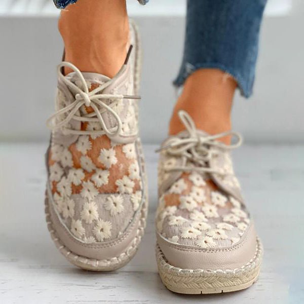 Chaussure Casual Légère avec Dentelle et Fleurs pour Femmes