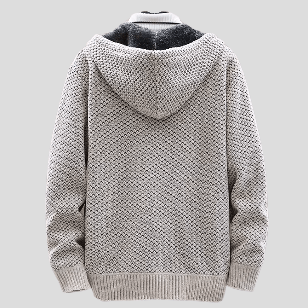 Sweat à Capuche Zippé en Maille pour Hommes - Marie Montel