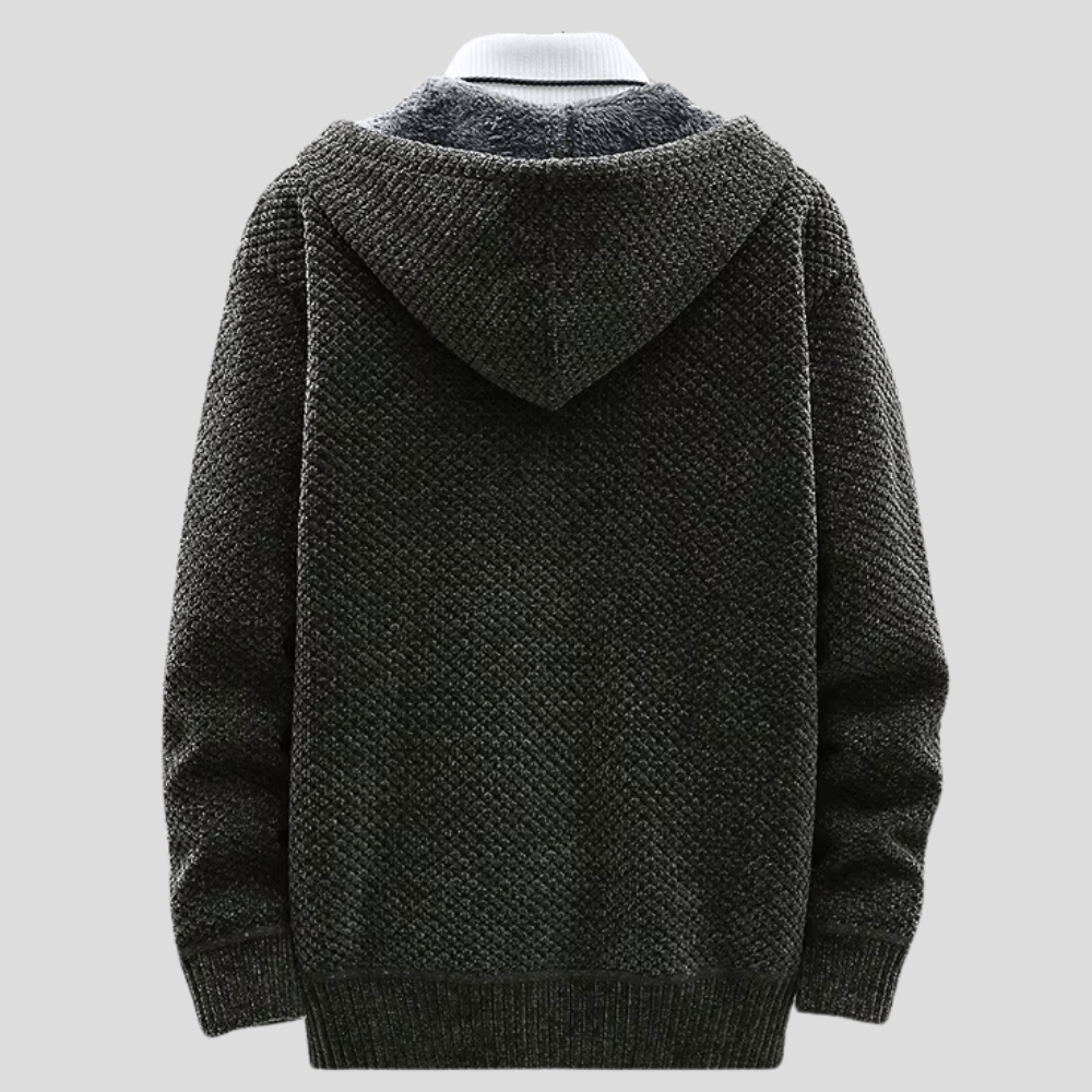 Sweat à Capuche Zippé en Maille pour Hommes - Marie Montel