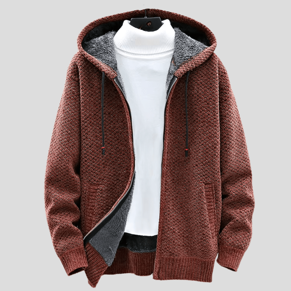 Sweat à Capuche Zippé en Maille pour Hommes - Marie Montel