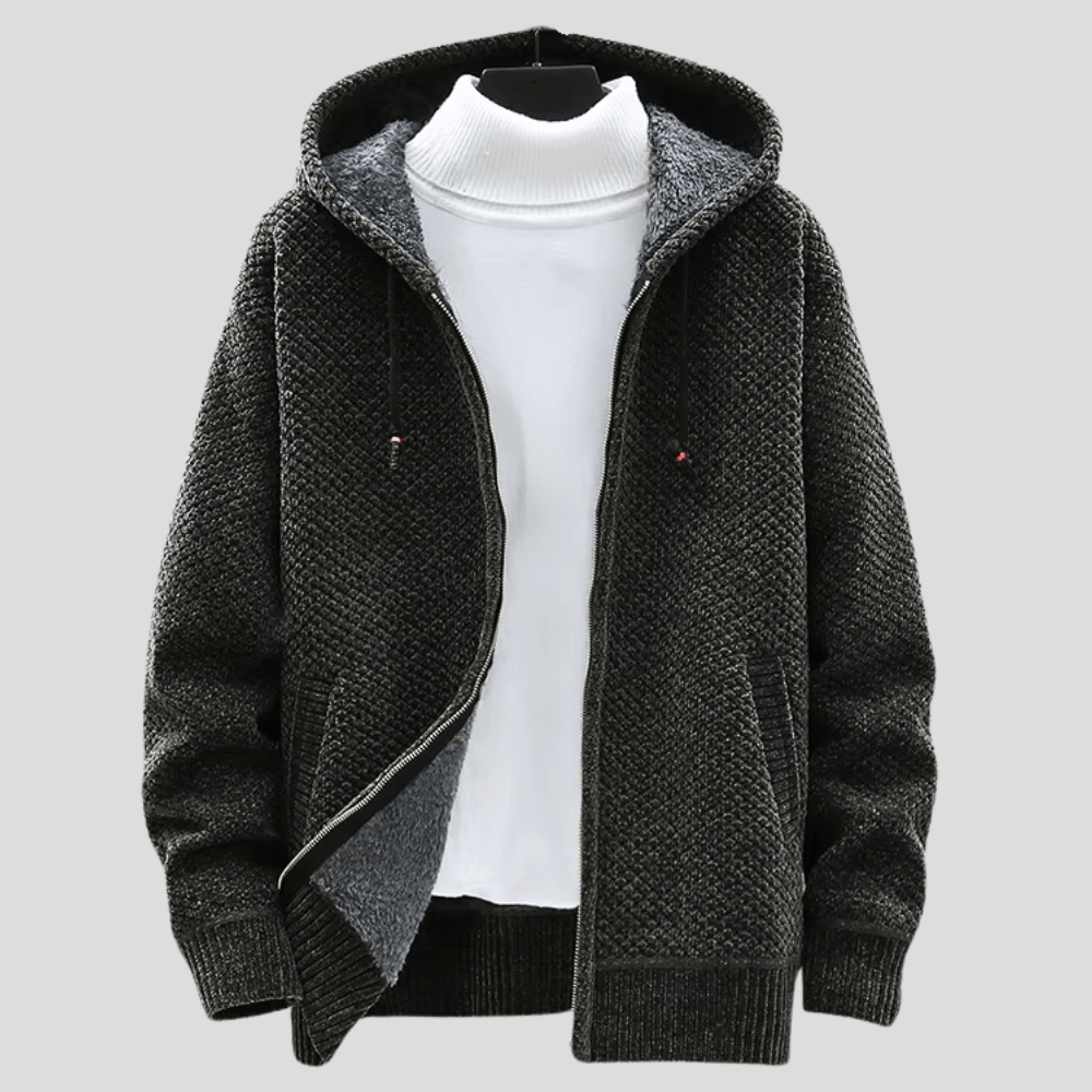 Sweat à Capuche Zippé en Maille pour Hommes - Marie Montel