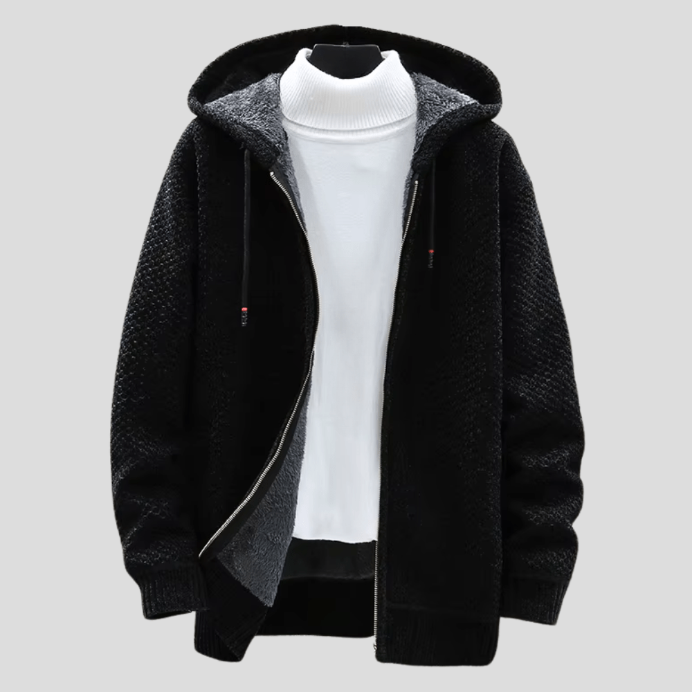 Sweat à Capuche Zippé en Maille pour Hommes - Marie Montel