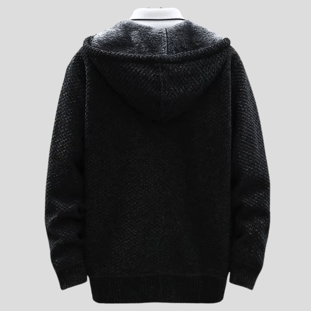 Sweat à Capuche Zippé en Maille pour Hommes - Marie Montel