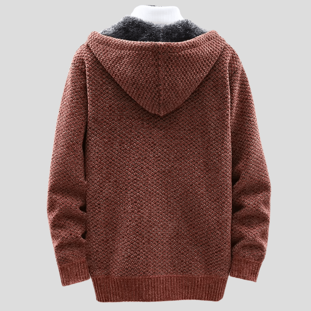 Sweat à Capuche Zippé en Maille pour Hommes - Marie Montel