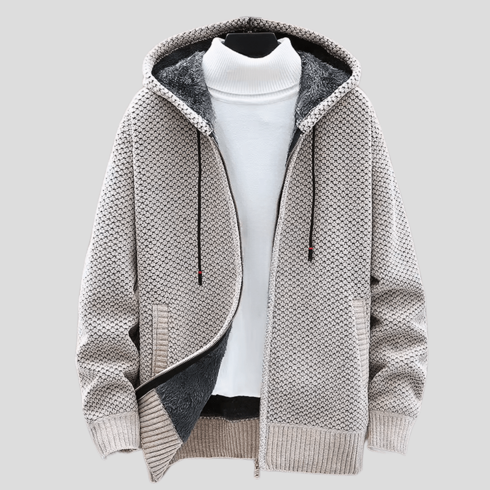 Sweat à Capuche Zippé en Maille pour Hommes - Marie Montel