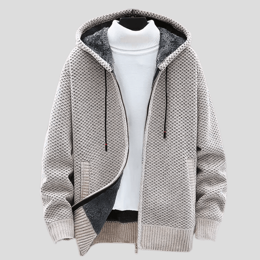Sweat à Capuche Zippé en Maille pour Hommes - Marie Montel