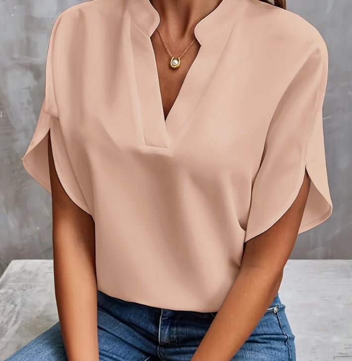 T-Shirt à Manches Courtes à Col V pour Femmes - Marie Montel