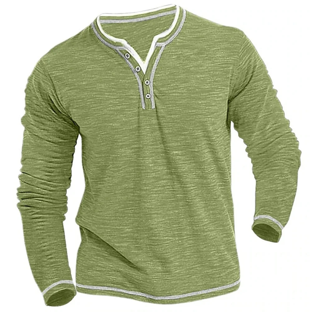 T-shirt à Manches Longues à Col V pour Hommes - Marie Montel