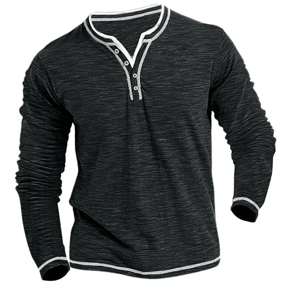 T-shirt à Manches Longues à Col V pour Hommes - Marie Montel
