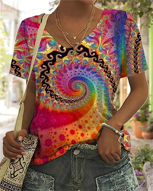 T-Shirt Élegant à Imprimé Abstrait pour Femmes - Marie Montel