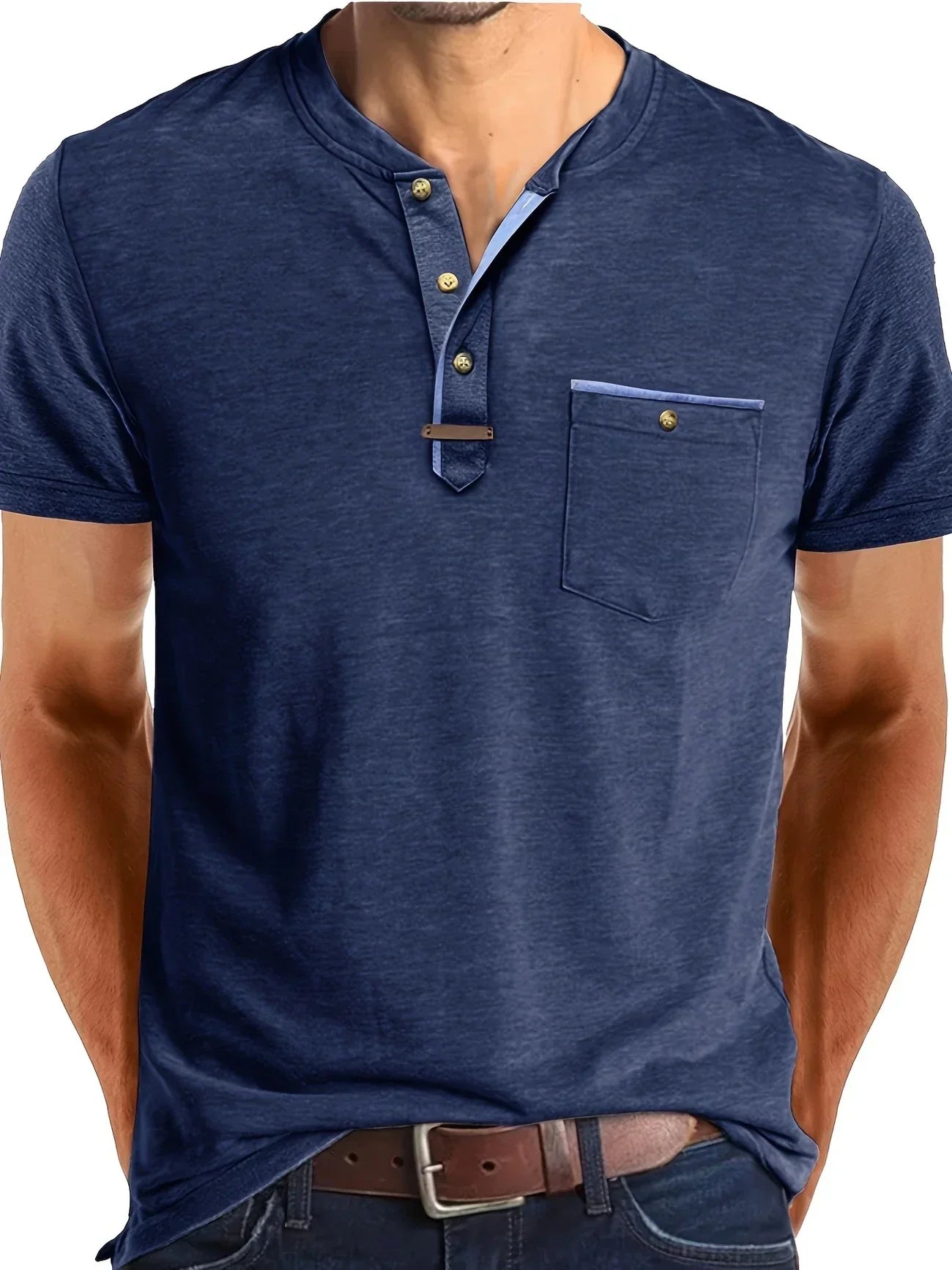 T-shirt Élégant en Coton Mélangé avec Poche pour Hommes - Marie Montel