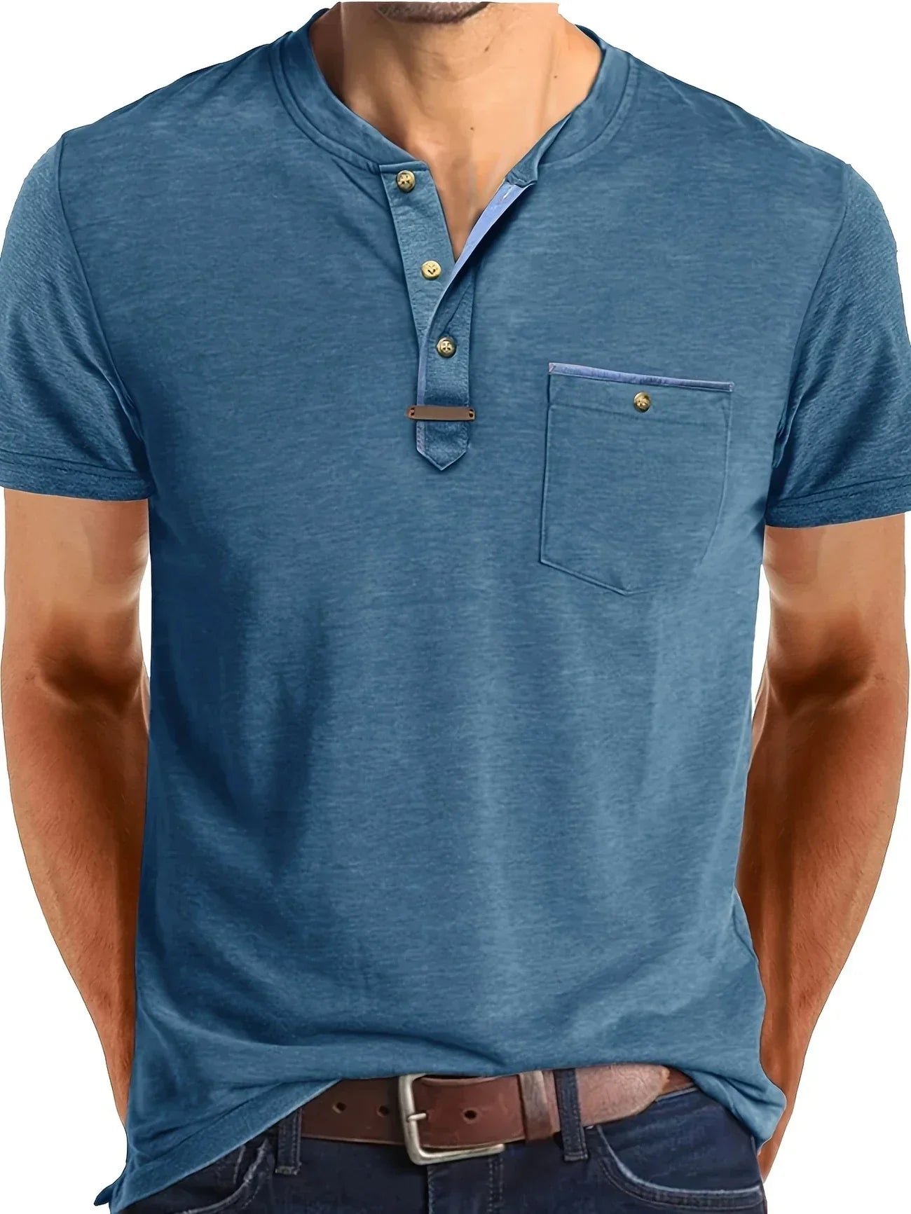 T-shirt Élégant en Coton Mélangé avec Poche pour Hommes - Marie Montel