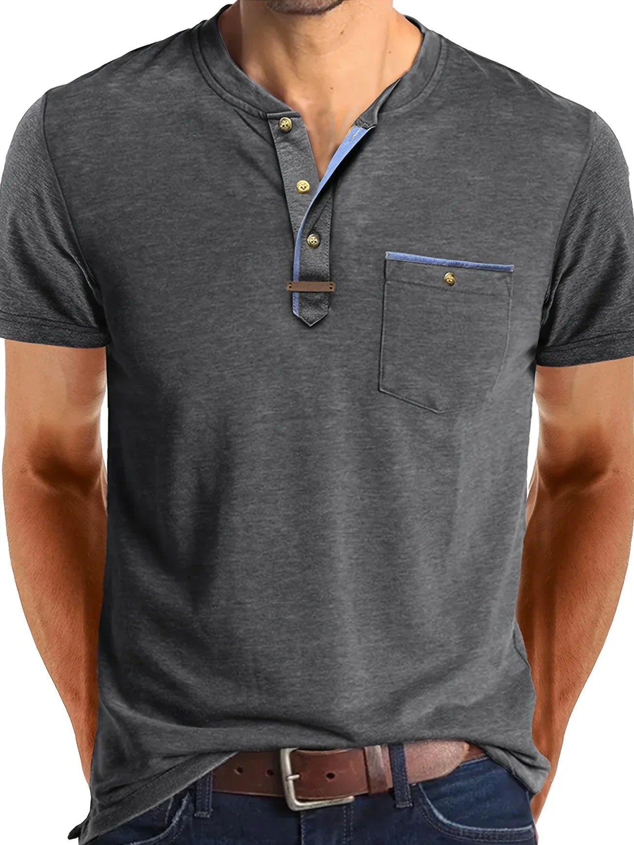 T-shirt Élégant en Coton Mélangé avec Poche pour Hommes - Marie Montel