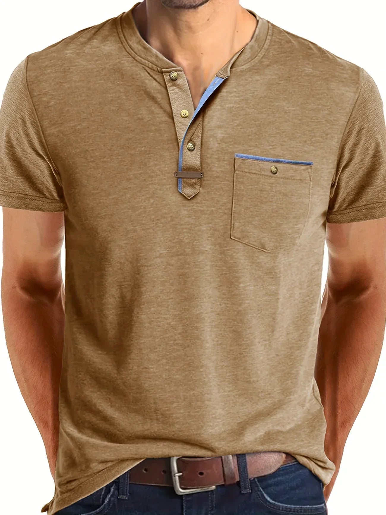T-shirt Élégant en Coton Mélangé avec Poche pour Hommes - Marie Montel
