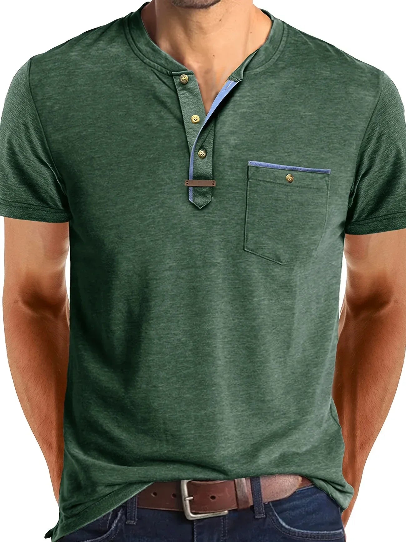 T-shirt Élégant en Coton Mélangé avec Poche pour Hommes - Marie Montel