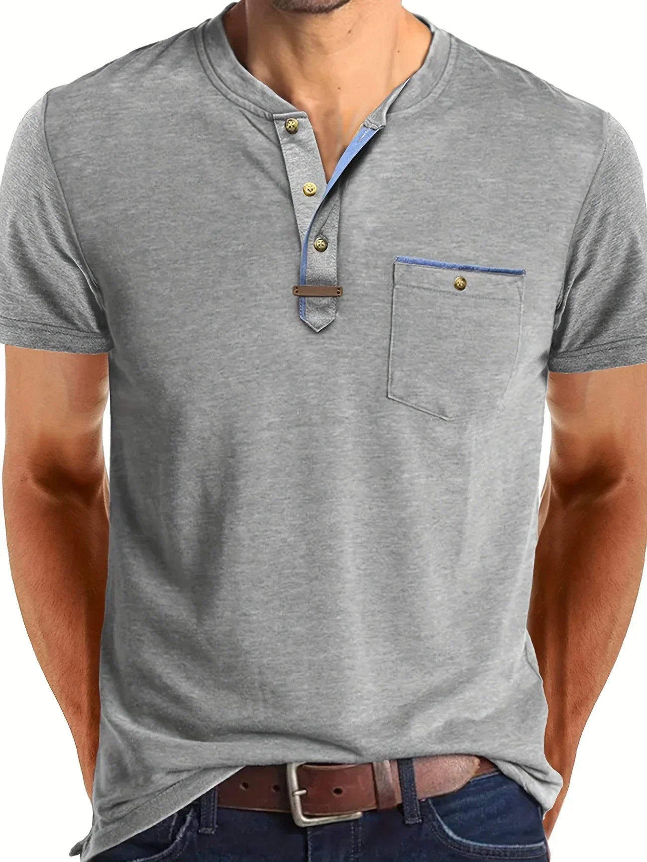 T-shirt Élégant en Coton Mélangé avec Poche pour Hommes - Marie Montel