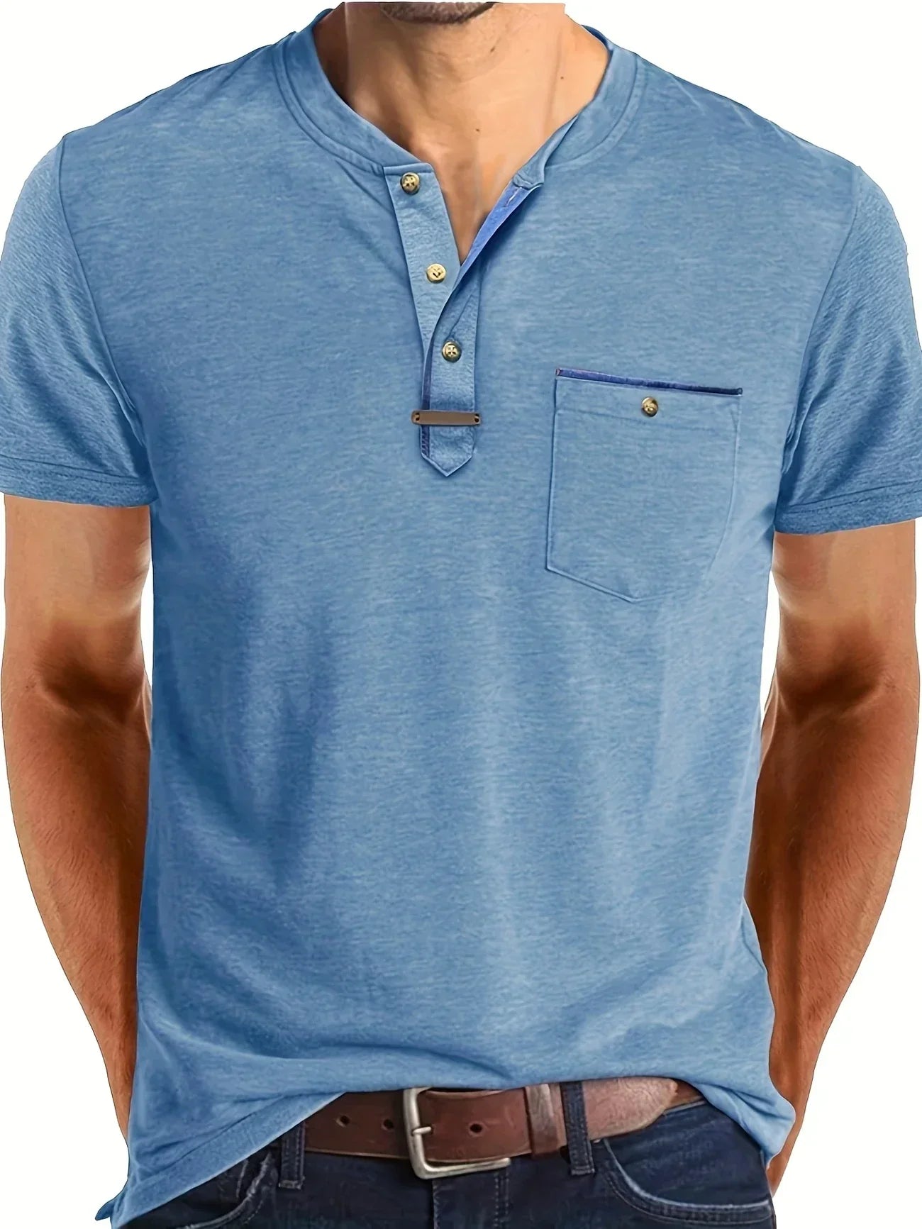 T-shirt Élégant en Coton Mélangé avec Poche pour Hommes - Marie Montel