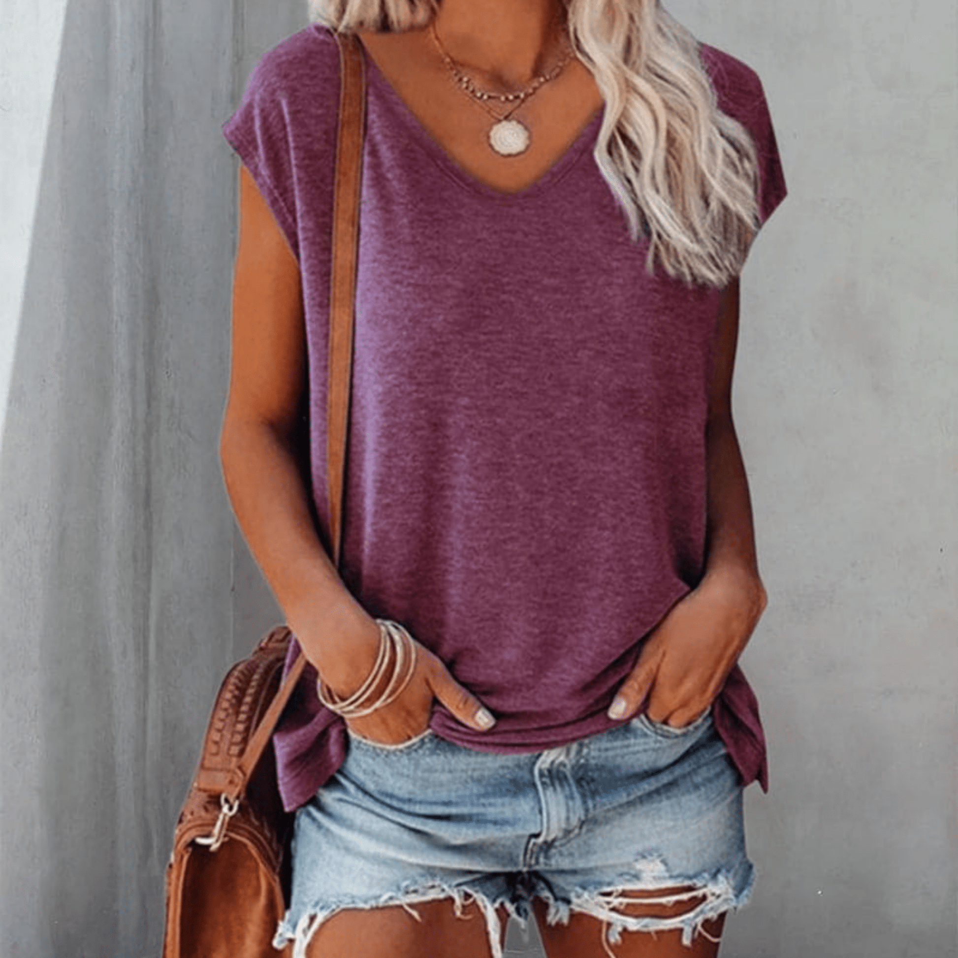 T-shirt fluide à Col en V pour Femmes - Marie Montel