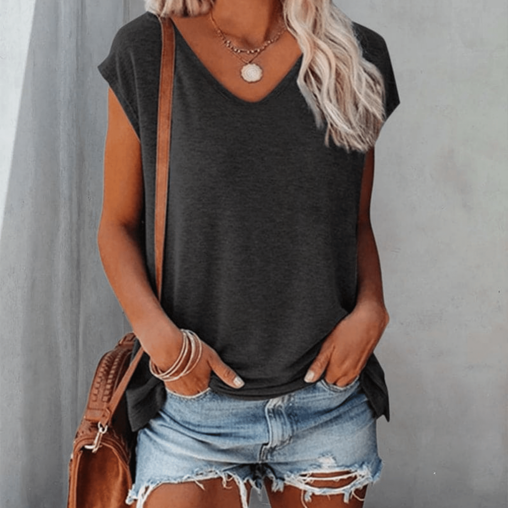 T-shirt fluide à Col en V pour Femmes - Marie Montel