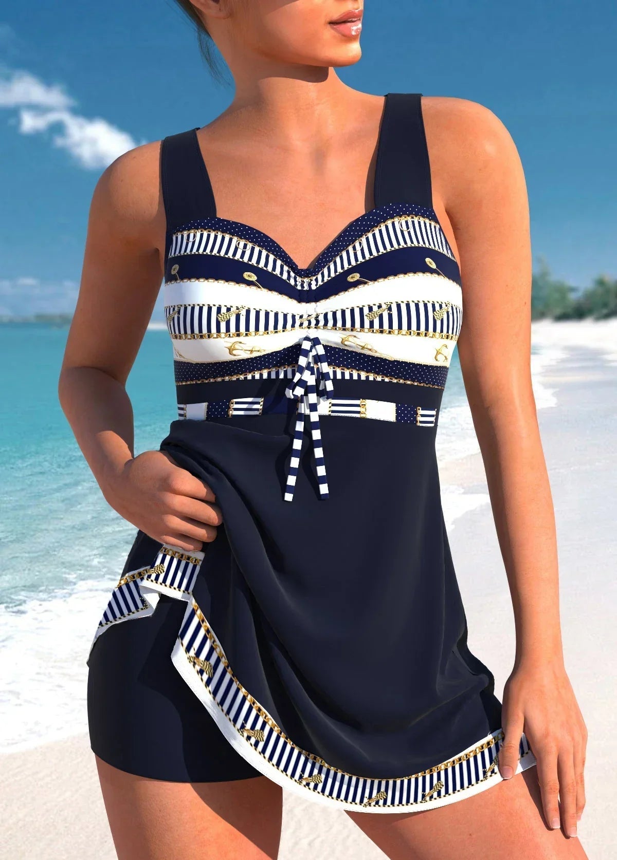 Tankini Léger en Patchwork pour Femmes - Marie Montel