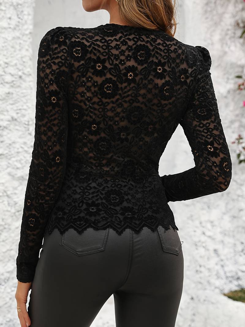 Top Chic à Manches Longues en Dentelle pour Femmes - Marie Montel
