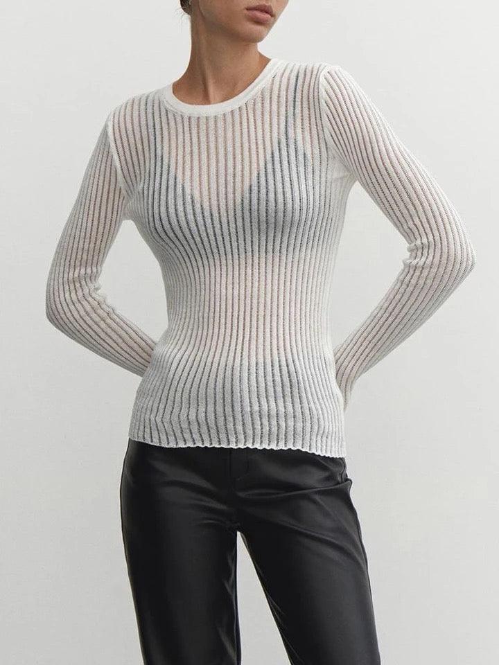 Top Chic Transparent à Rayures pour Femmes - Marie Montel