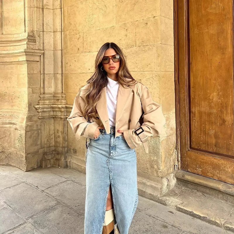 Trenchcoat Élégant en V pour Femmes - Marie Montel