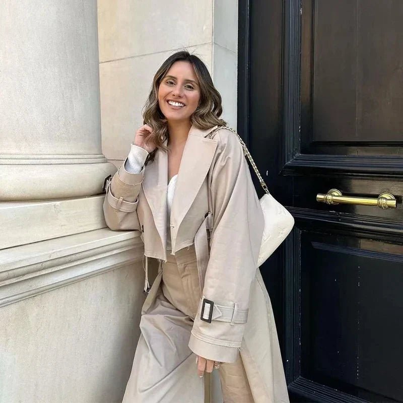 Trenchcoat Élégant en V pour Femmes - Marie Montel