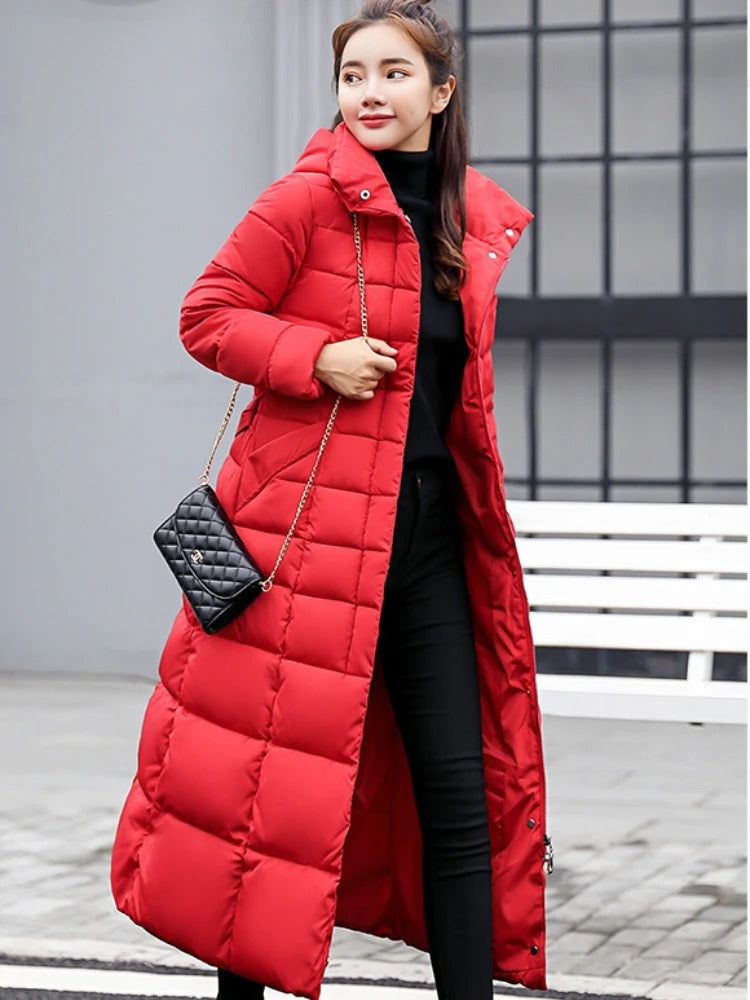 Manteau Long Élégant avec Col en Fausse Fourrure pour Femmes