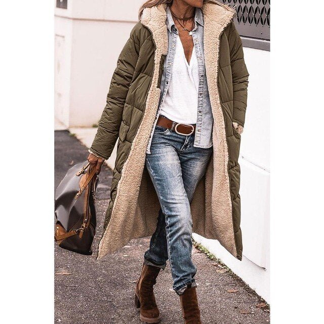 Veste à Capuche Réversible en Sherpa pour Femmes - Marie Montel