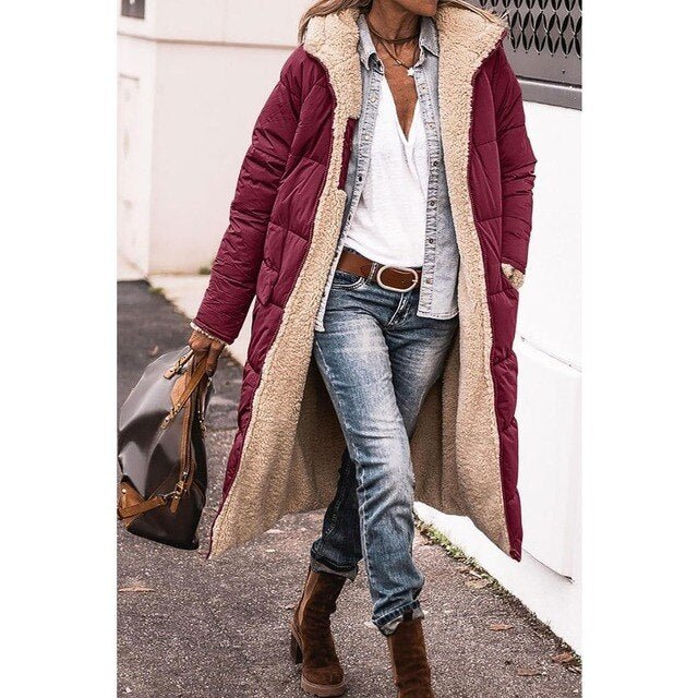 Veste à Capuche Réversible en Sherpa pour Femmes - Marie Montel