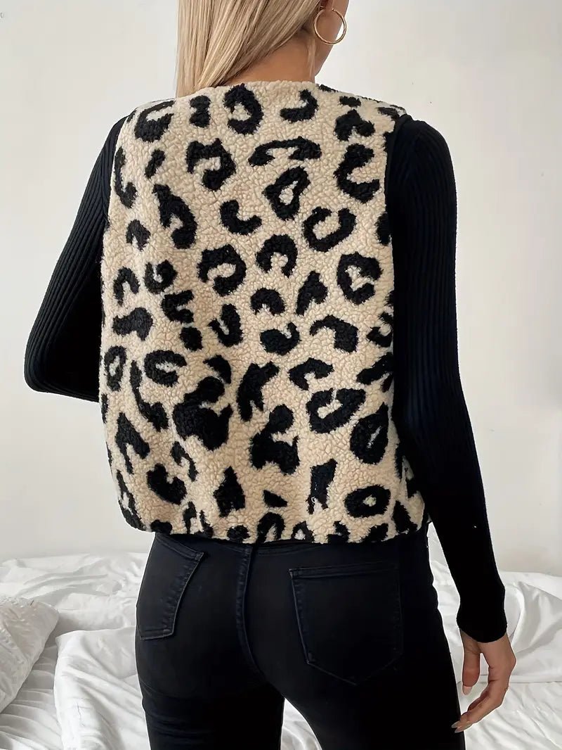 Veste Sans Manches Imprimé Léopard pour Femmes - Marie Montel