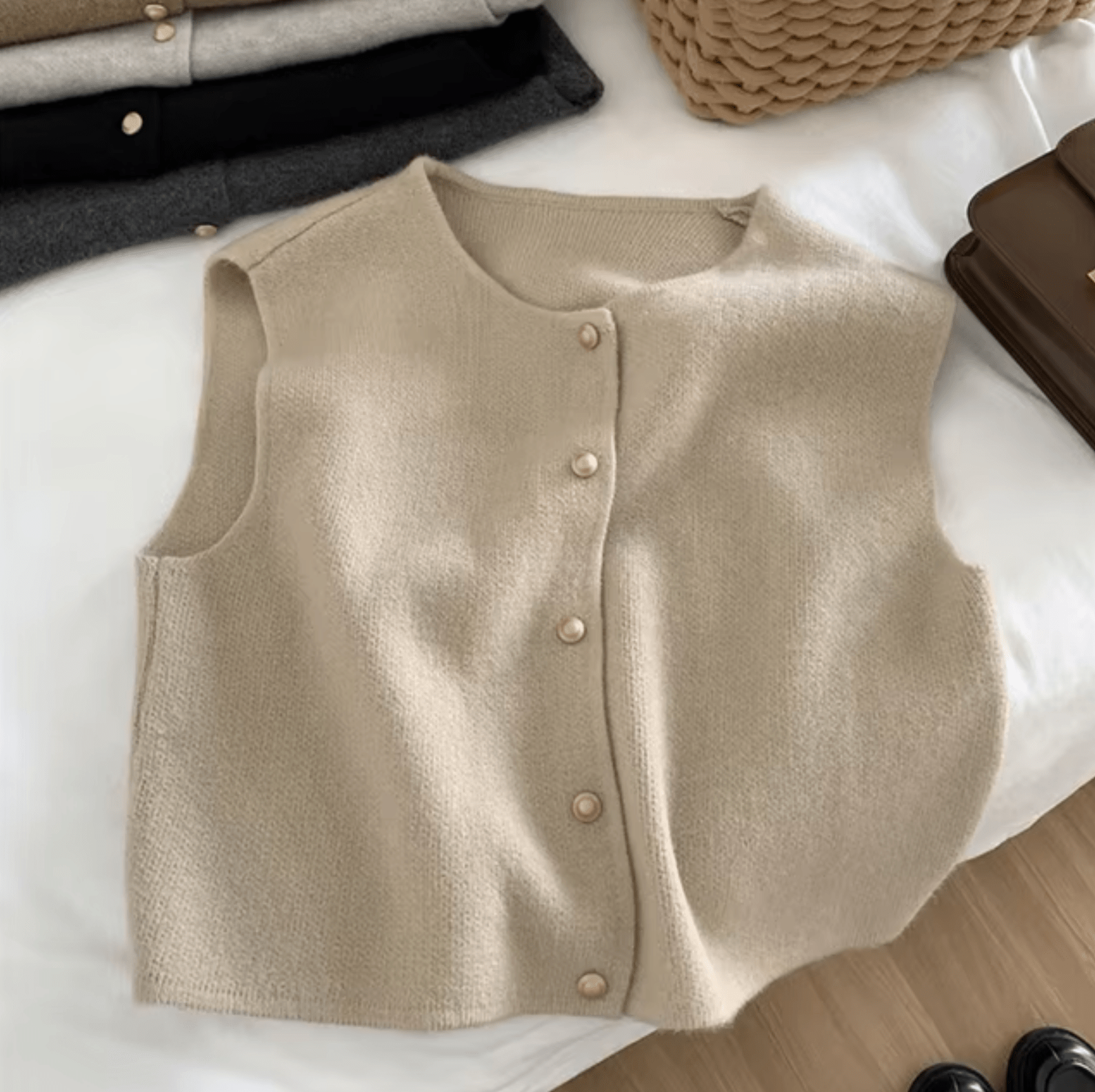 Veste Sans Manches Tricotée en Maille Fine pour Femmes - Marie Montel