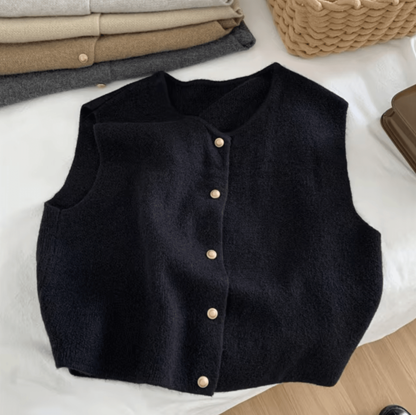 Veste Sans Manches Tricotée en Maille Fine pour Femmes - Marie Montel