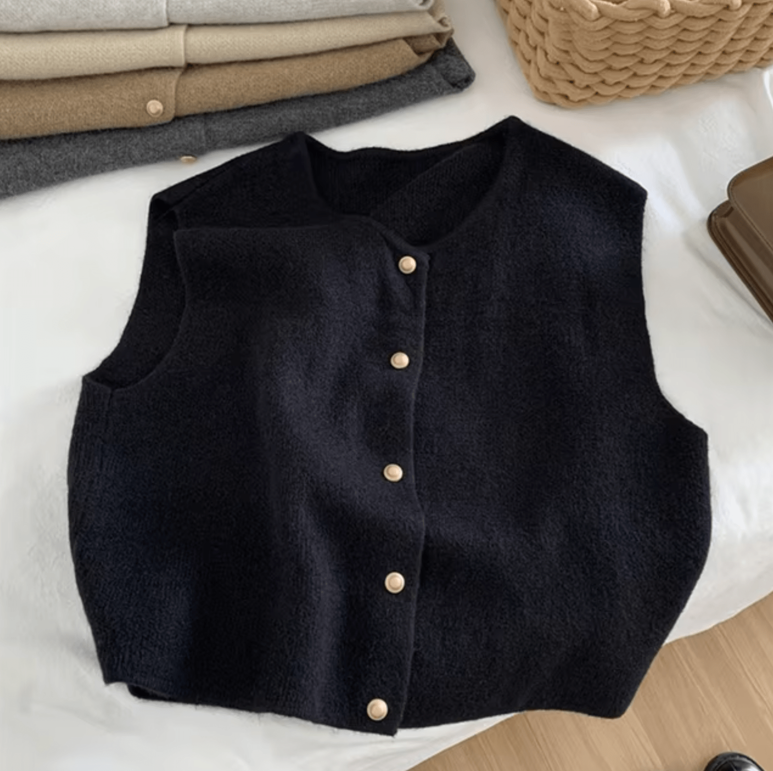 Veste Sans Manches Tricotée en Maille Fine pour Femmes - Marie Montel