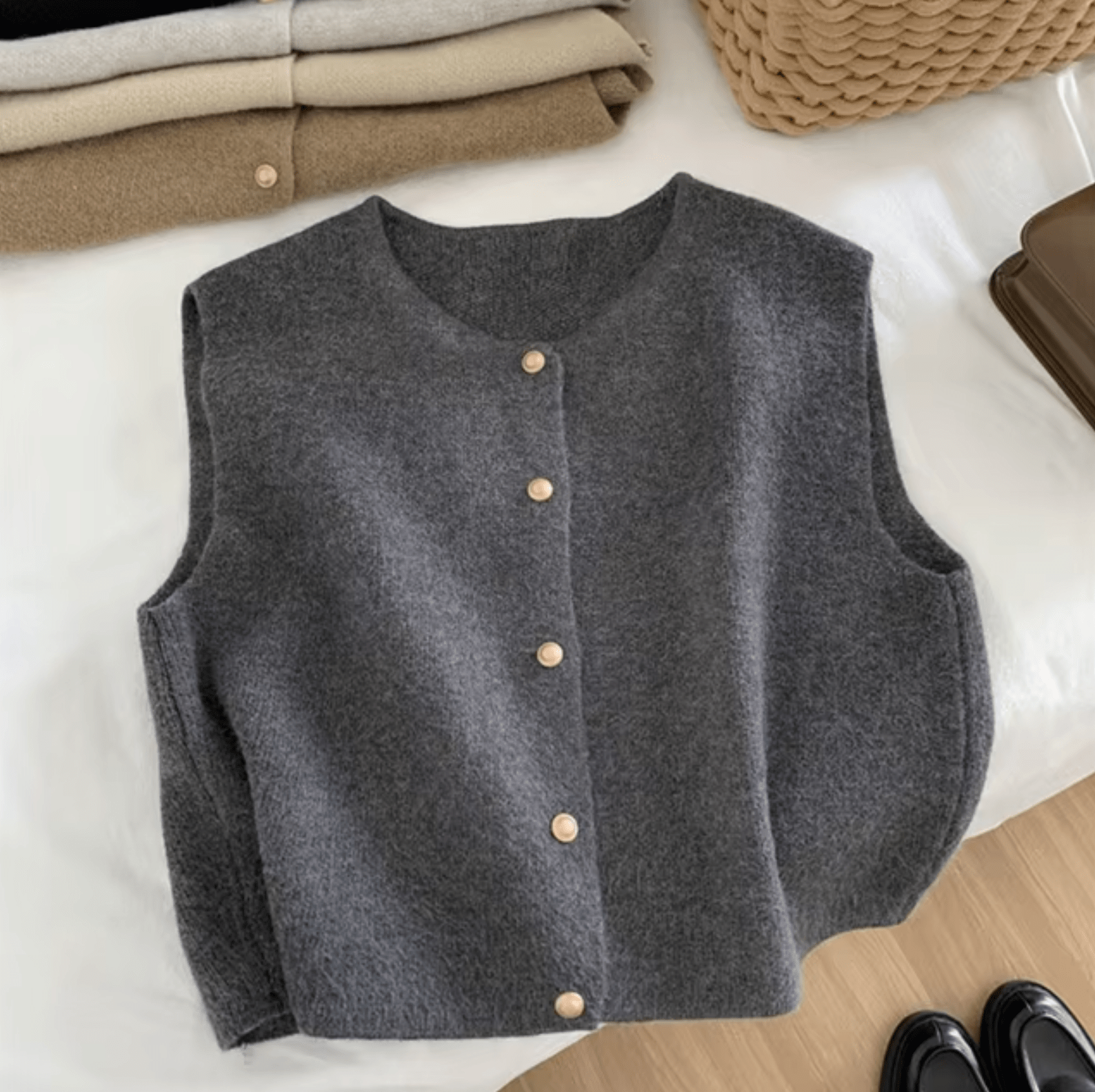 Veste Sans Manches Tricotée en Maille Fine pour Femmes - Marie Montel