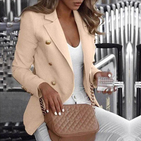 Blazer à carreaux à manches longues pour femmes