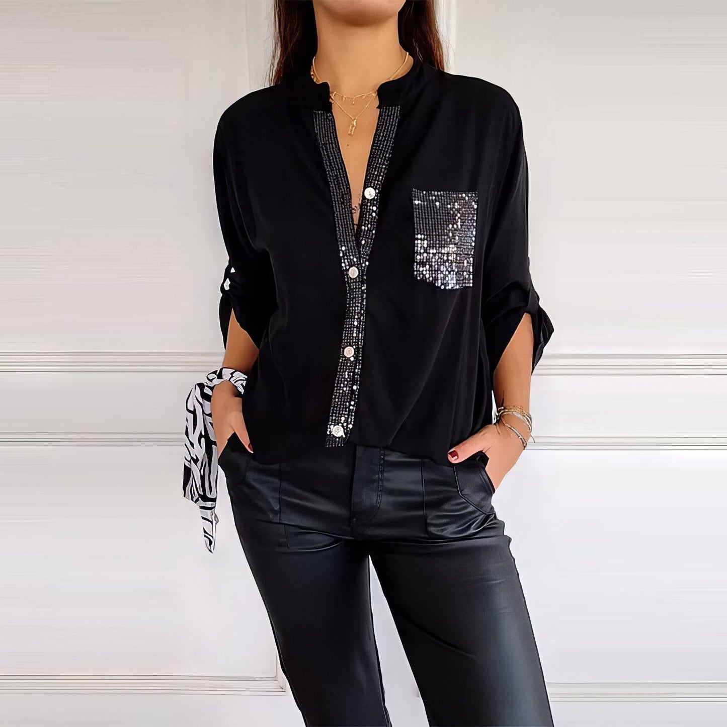 Chemise Chic à Paillettes pour Femmes