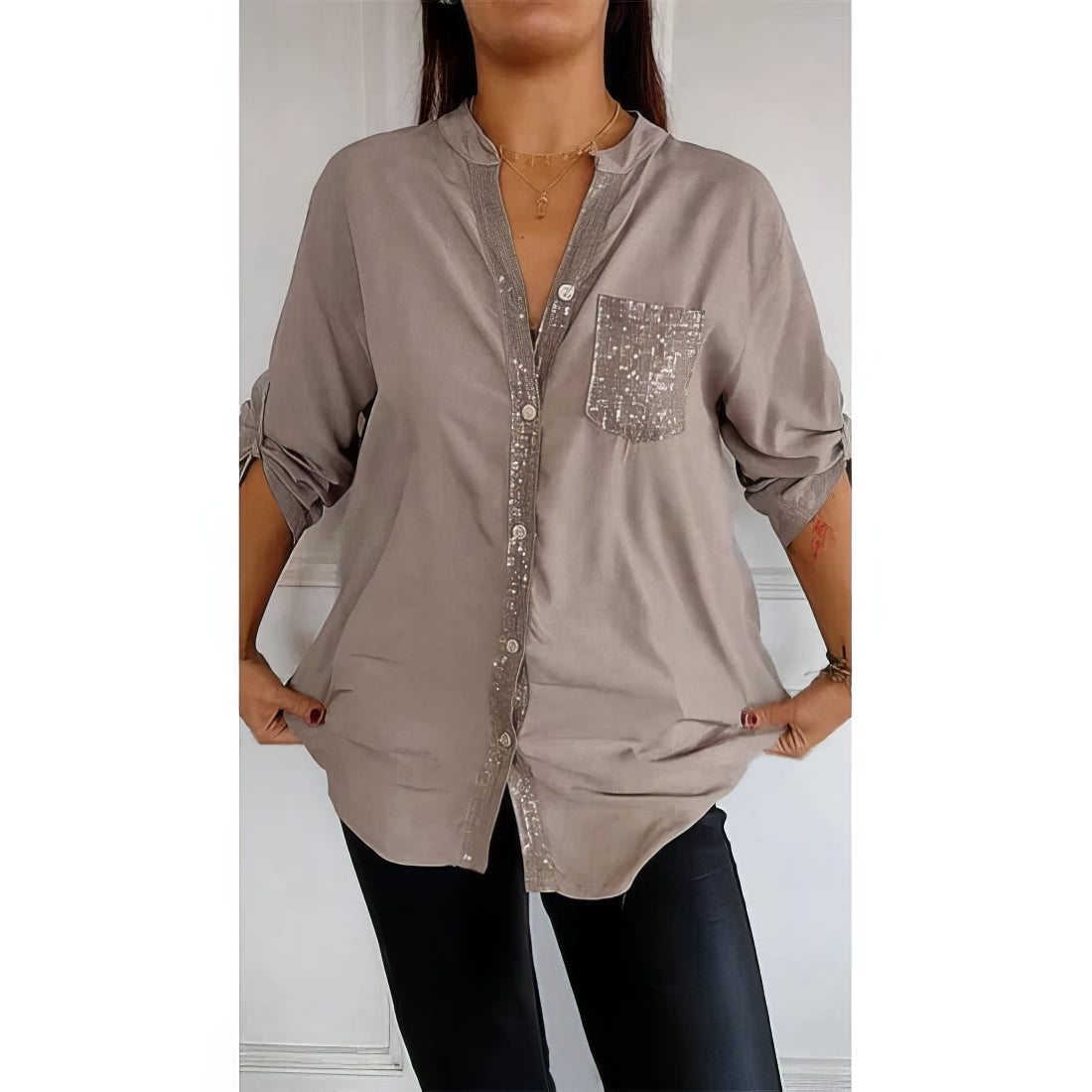 Chemise Chic à Paillettes pour Femmes